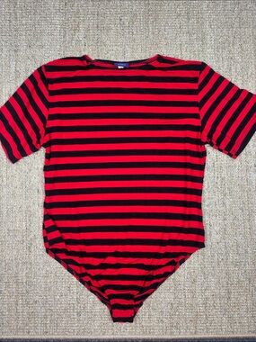 🖤 Resource Striped Bodysuit | Size 14/16 | Red Black